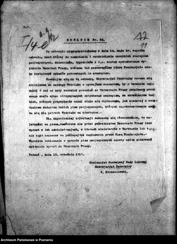 Obraz 16 z jednostki "Naczelna Rada Ludowa w Poznaniu Okólniki dla Przemysły Rolnego"