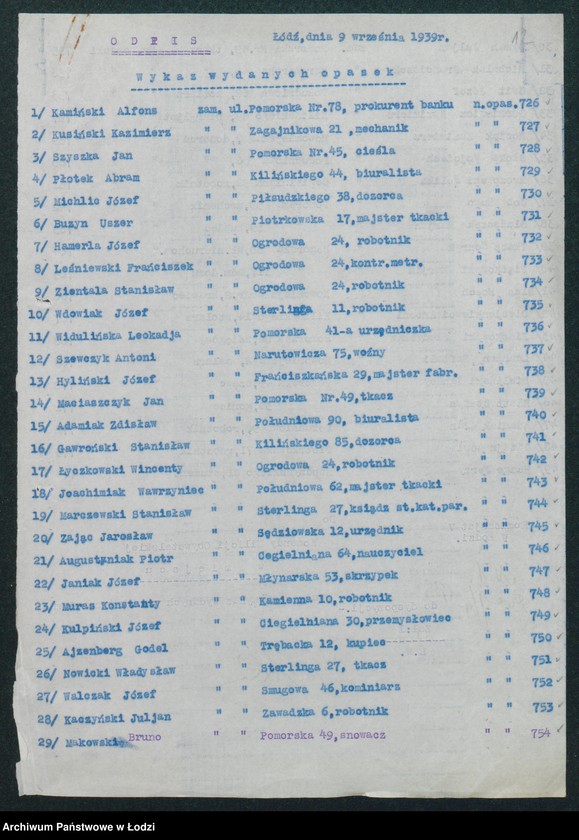 Obraz 14 z jednostki "[Akta V-go Komisariatu Milicji Obywatelskiej - rozkłady służby, spisy imienne, zapotrzebowanie na artykuły pierwszej potrzeby dla milicjantów, minuty różnych pism i dzienniki korespondencji]"