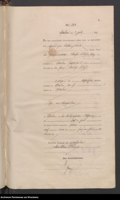 image.from.unit.number "Sterbe-Haupt-Register Breslau IV 1907 Band 3"