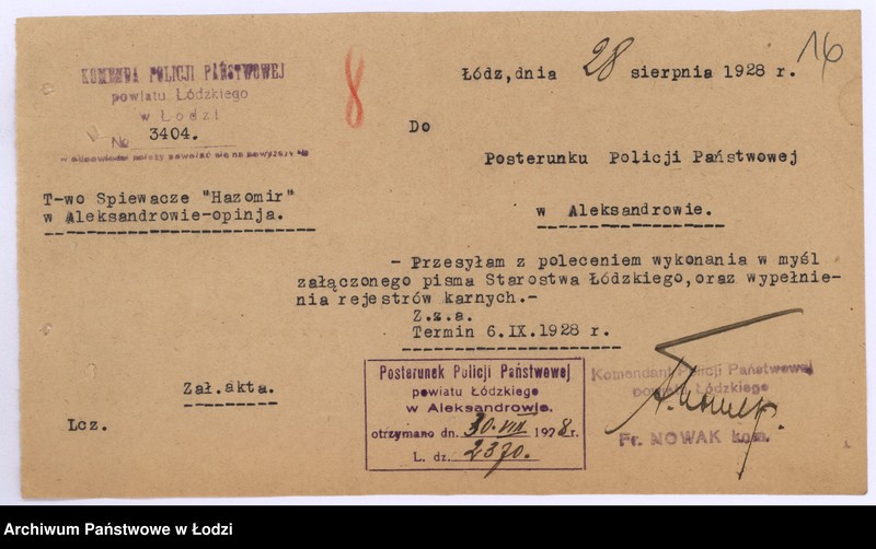 Obraz 19 z jednostki "Towarzystwo Śpiewacze "Hazomir" w Aleksandrowie pow. łódzki"