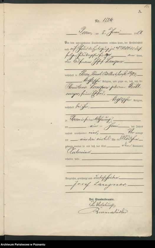 Obraz 18 z jednostki "Księga miejscowa urodzeń t. IV"