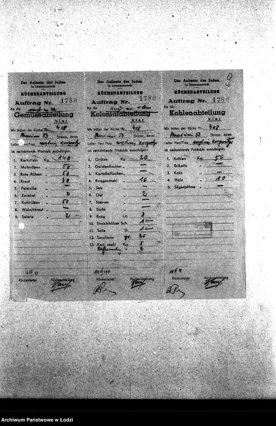 Obraz 12 z jednostki "[Kuchnia nr 408, ul. Brzezińska 53. Kuchnia nr 19, ul. Brzezińska 57a. Kuchnia nr 367, ul. Brzezińska 77. Działalność kuchni, personel, konsumenci, raporty, kontrole]"