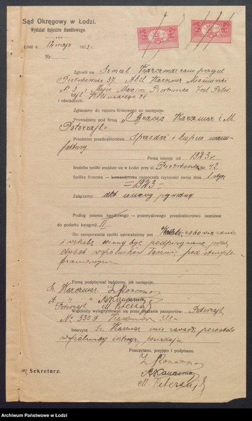 Obraz 7 z jednostki "Bracia Karczmar i M. Peterseil - handel manufakturą"