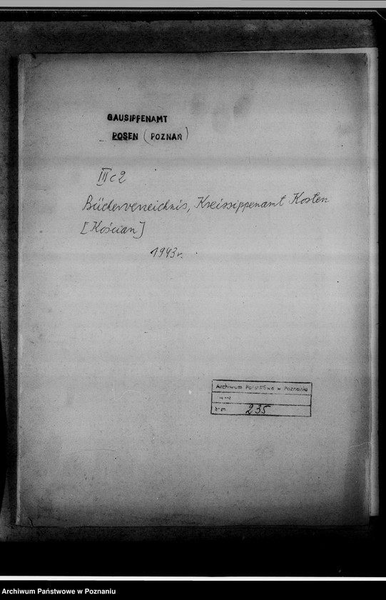 image.from.unit.number "Bücherverzeichnis, Kreissippenamt Kosten [Kościan]"