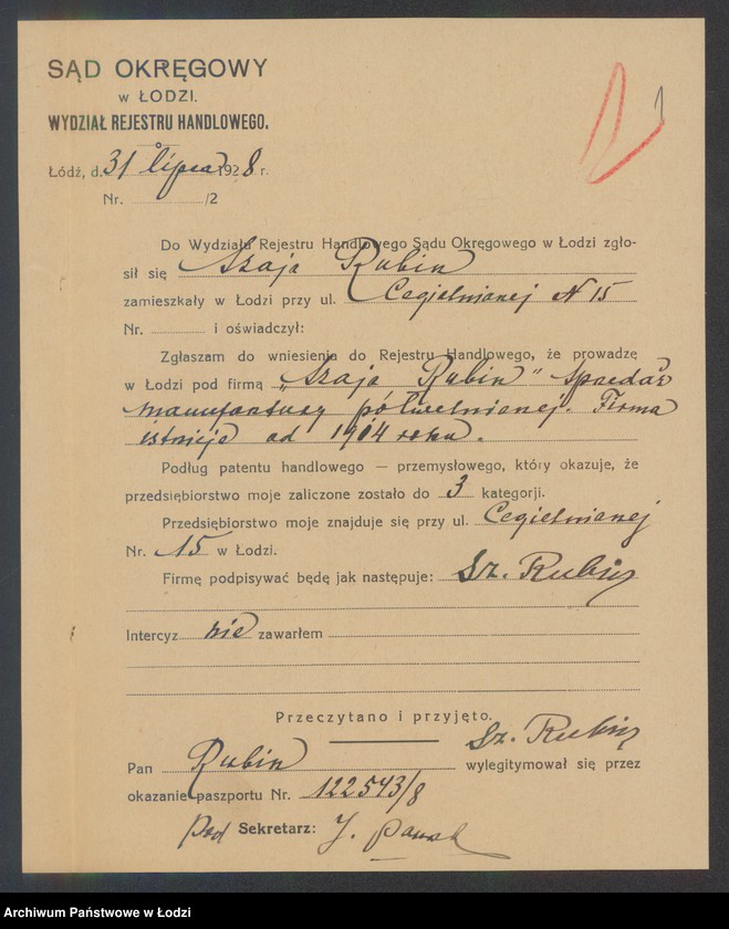 Obraz 3 z jednostki "Szaja Rubin- sprzedaż manufaktury półwełnianej"