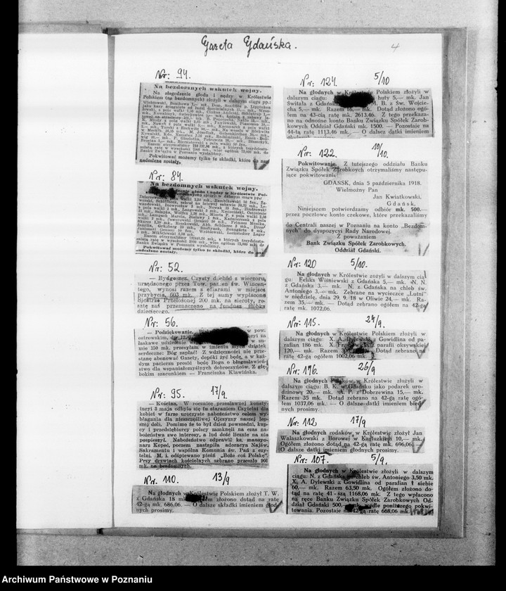 Obraz 8 z jednostki "Podziękowania za pomoc materialną dla uchodźców wojennych z Królestwa Polskiego [wycinki prasowe z "Gazety Grudziądzkiej" i "Gazety Gdańskiej"]"