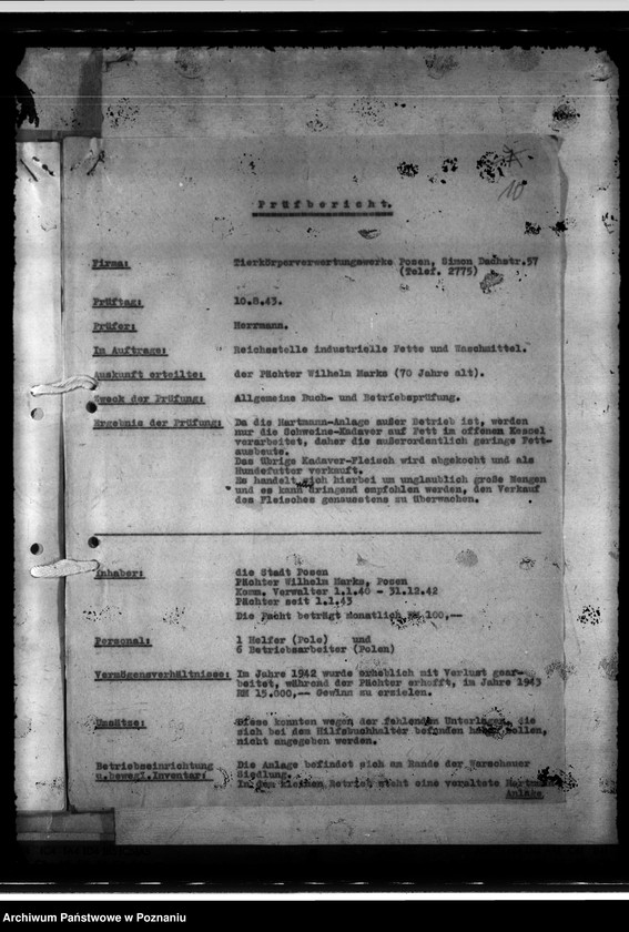 Obraz 14 z jednostki "Errichtung von Tierkörperbeseitigungsanstalten, hier: Posen"