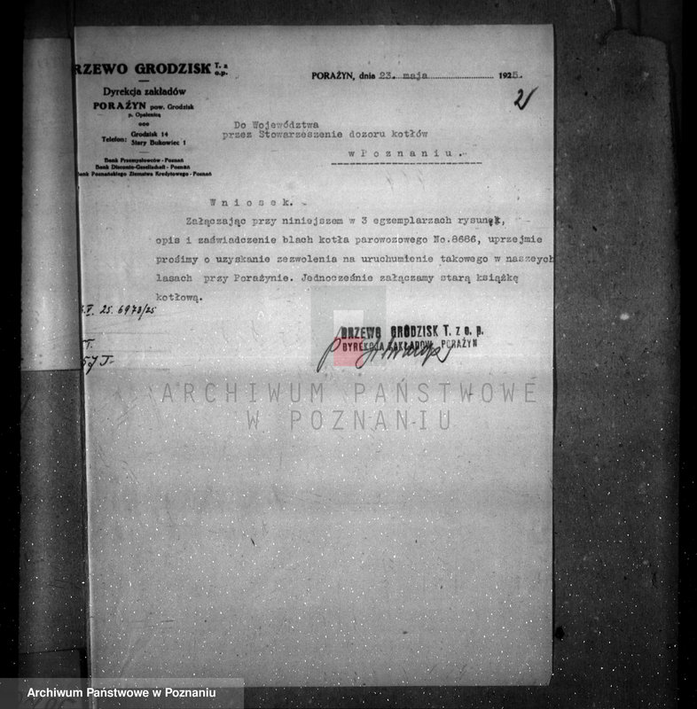 Obraz 6 z jednostki "Tartak parowy w Porażynie, pow. nowotomyski nr woj. kotła 5828"