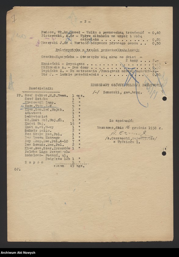 Obraz 10 z jednostki "Działalność Wydziału III Komendy Głównej Policji Państwowej. Zarządzenia, pisma okólne, korespondencja."