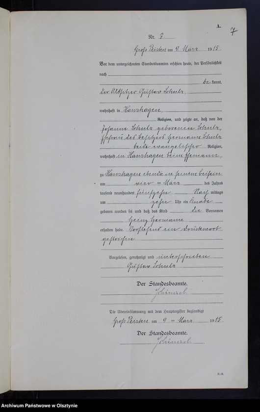 image.from.unit.number "Geburts-Neben-Register Nr 1 - 22 [Księga urodzeń- wtóropis ]"