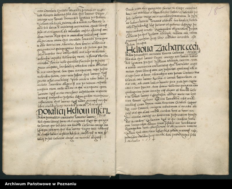 Obraz 20 z jednostki "Liber actorum civilium Posnaniensium incipitur ab feria tertia ante festum s.Mathei evangeliste anni domini 1554 usque ad annum 1556 ... sub B.W. notario."