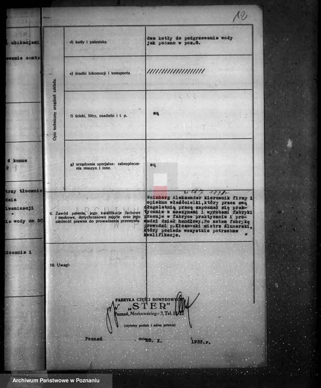 Obraz 16 z jednostki "Zatwierdzenie fabryki części rowerowych Helminy Weinberg w Poznaniu"