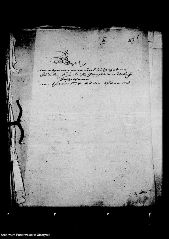 image.from.unit.number "/Geldrechnung der Frau Rgfin L. M. Lehndorff betr. Landkeim, Laserkeim, Strittkeim u. Labab mit Anordnungen u. Belägen/"