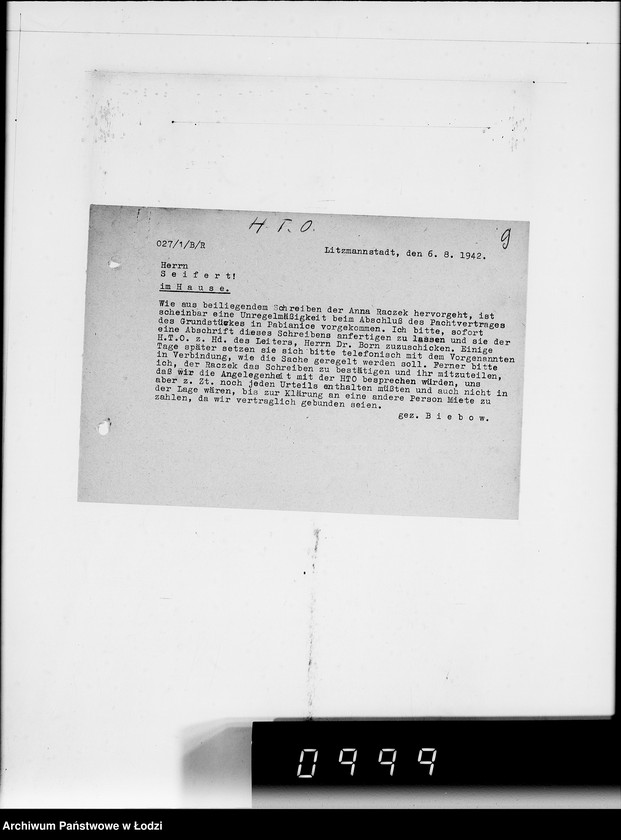 Obraz 11 z jednostki "H.T.O. [Korespondencja z Haupttreuhandstelle Ost w sprawach finansowych oraz majątku żydowskiego]"