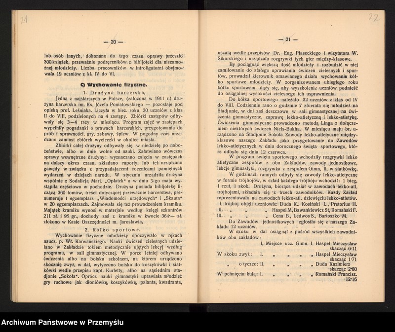 image.from.unit.number "Sprawozdanie Dyrekcji Państw[owego] Gimnazjum I w Jarosławiu za rok szkolny 1928/9"