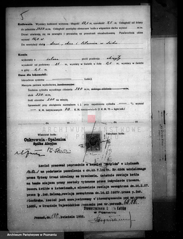 Obraz 9 z jednostki "Cukrownia w Opalenicy Spółka Akcyjna nr woj. kotła 6556"