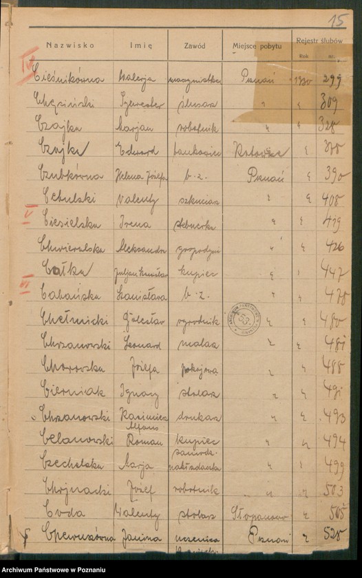 Obraz 17 z jednostki "Spis alfabetyczny małżeństw za 1930"