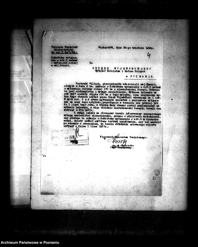 Obraz 8 z jednostki "Majątek Gorzyń powiatu międzychodzkiego wyłączenie z art. 5 ustawy o reformie rolnej"