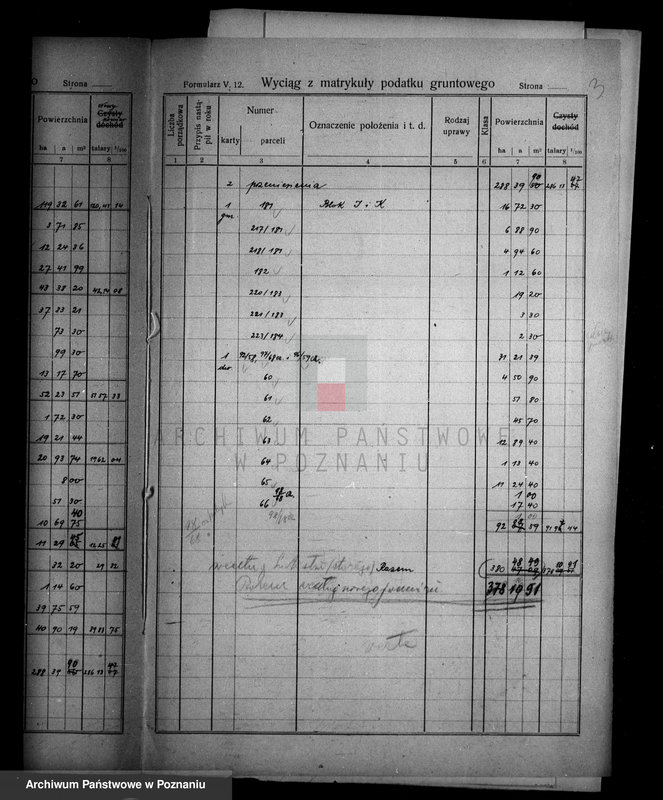 Obraz 7 z jednostki "Zestawienie parcel katastralnych majątku Stare powiatu wyrzyskiego"