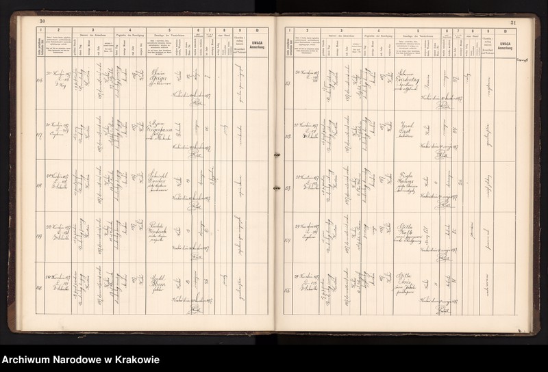 image.from.unit.number "Księga obejmująca wpisy wypadków śmierci Izraelitów w okręgu metrykalnym Krakowskim na rok 1897"