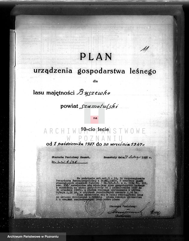 Obraz 15 z jednostki "Plan urządzenia gospodarstwa leśnego dla lasu majętności Buszewko powiat szamotulski 1937-1947"
