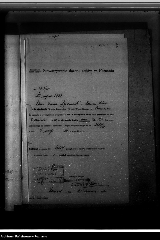 Obraz 12 z jednostki "Zakłady mechaniczne "Agromech" w Poznaniu- nr woj. kotła 6429"