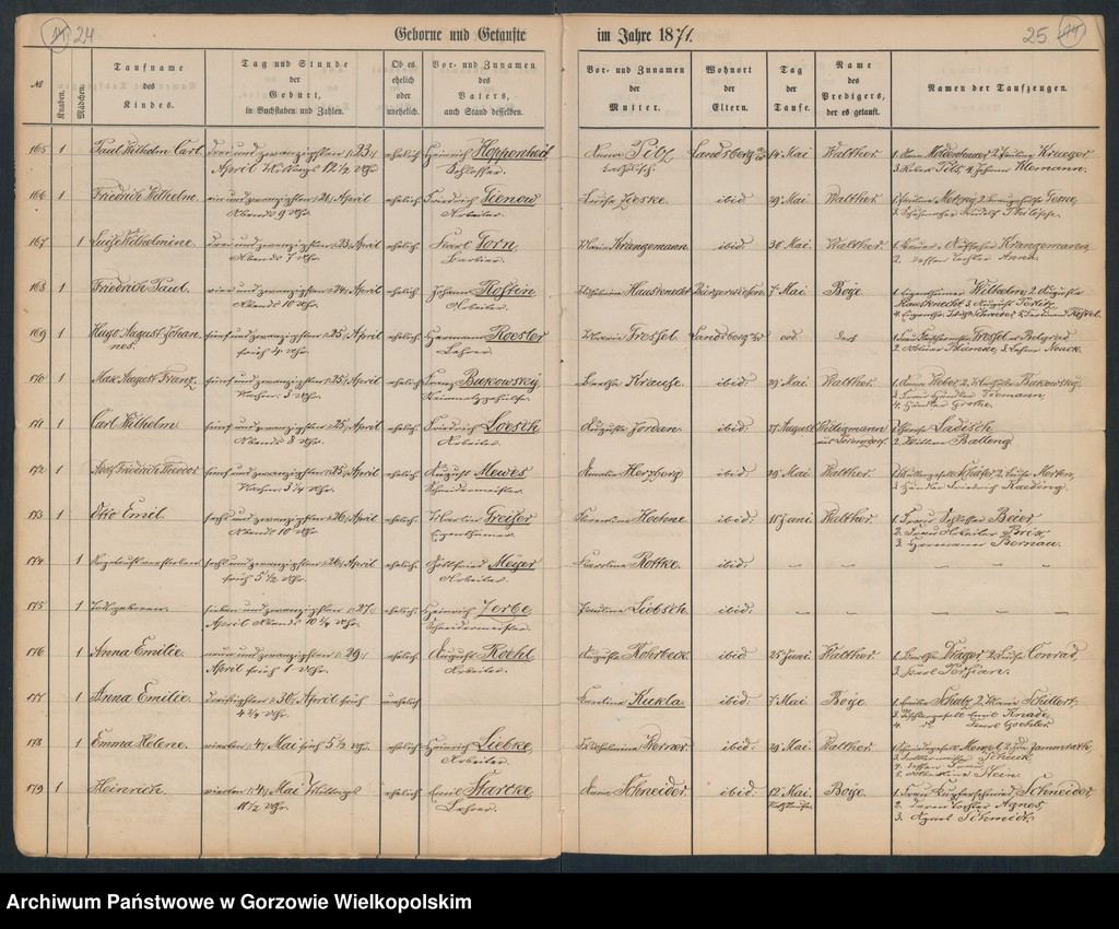 image.from.unit.number "Duplikate der Hauptkirche zu Landsberg an der Warthe (zawiera też księgę zgonów Konkordien, reformirte und Militair Kirchen Gemeinde z 1871 r.)"