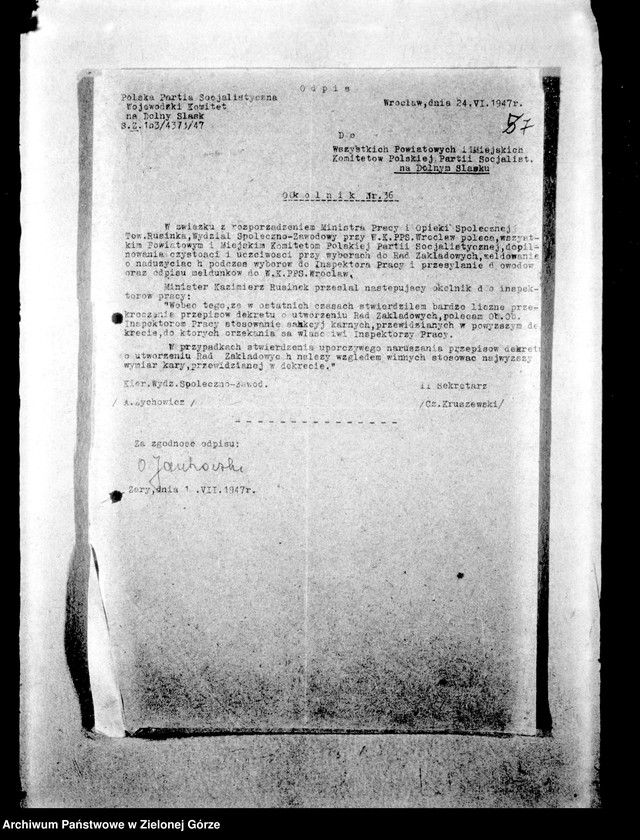 Obraz 11 z jednostki "Okólniki Wojewódzkiego Komitetu PPS"