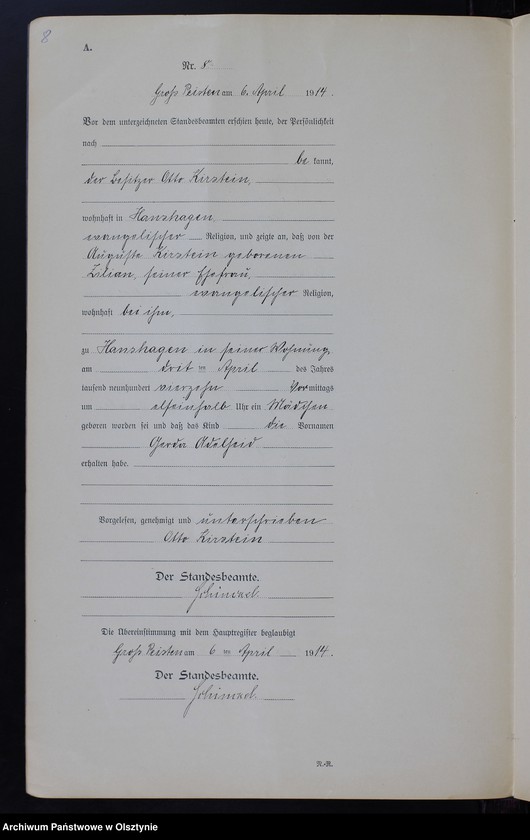 image.from.unit.number "Geburts-Neben-Register Nr 1 - 35 [Księga urodzeń- wtóropis ]"
