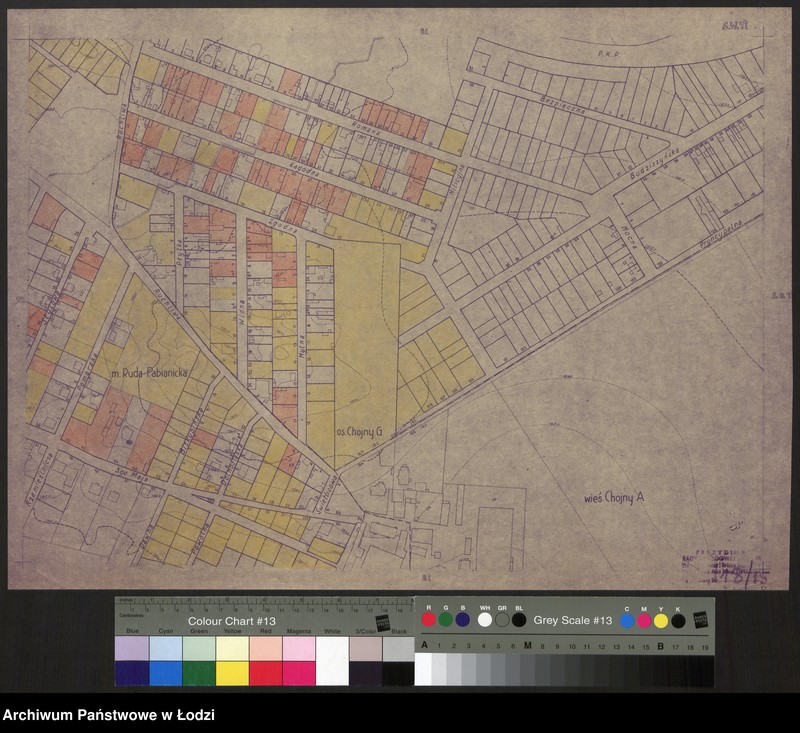 Obraz 1 z jednostki "Plan m. Łodzi 1:2000 z oznaczeniem nieruchomości niezabudowanych lub niedostatecznie zabudowanych. Sekcja SW71"