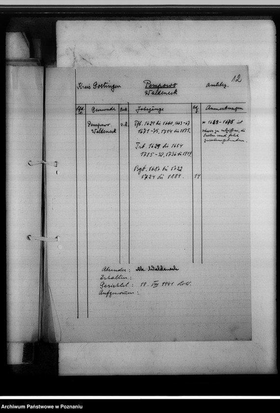 Obraz 16 z jednostki "Einziehungsprotokolle [ksiąg kościelnych]. Bestand der Kirchenbücher der katholischen Gemeinde Neipe [Niepart] und Berghausen [Wola], Kreis Gostingen [powiat gostyński]"