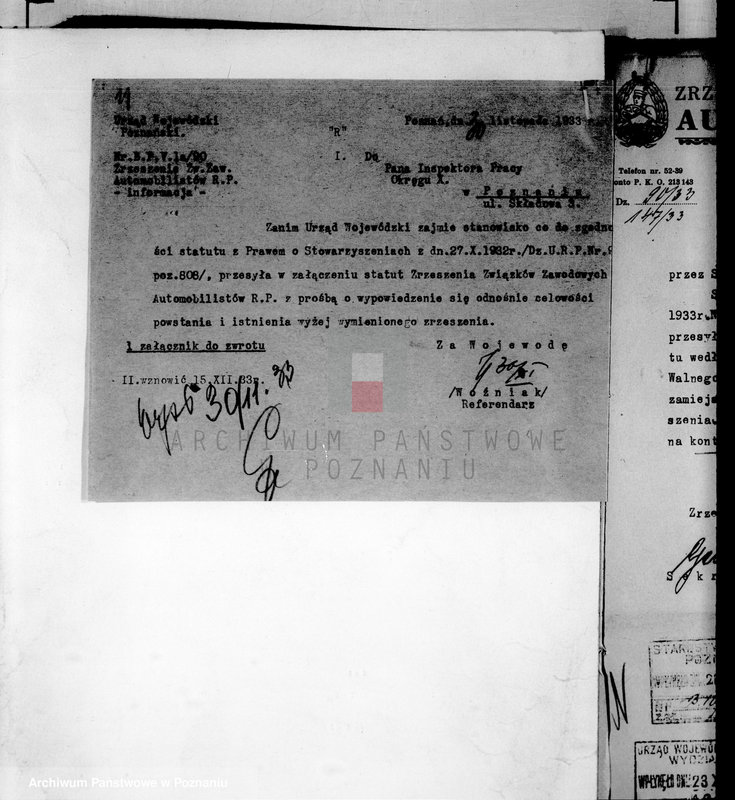 Obraz 15 z jednostki "Zrzeszenie Zawodowych Automobilów Rz.P. Poznań"