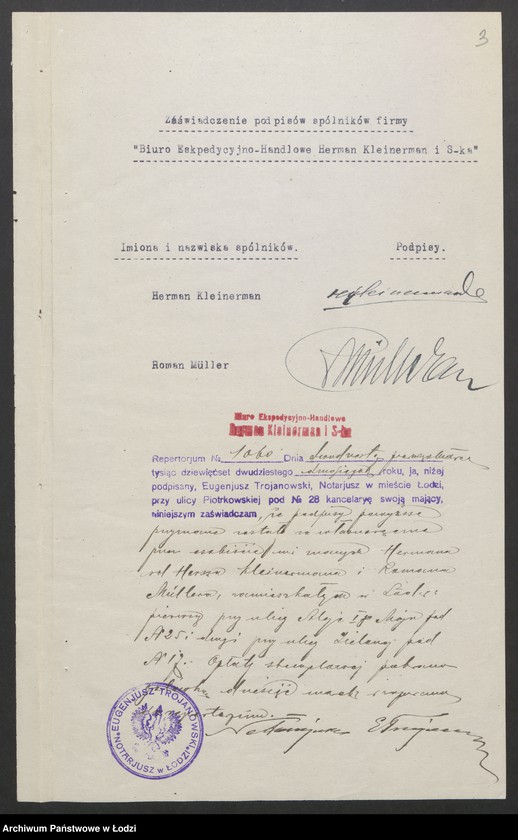 Obraz 5 z jednostki "Herman Kleinerman- biuro ekspedycyjno-handlowe"