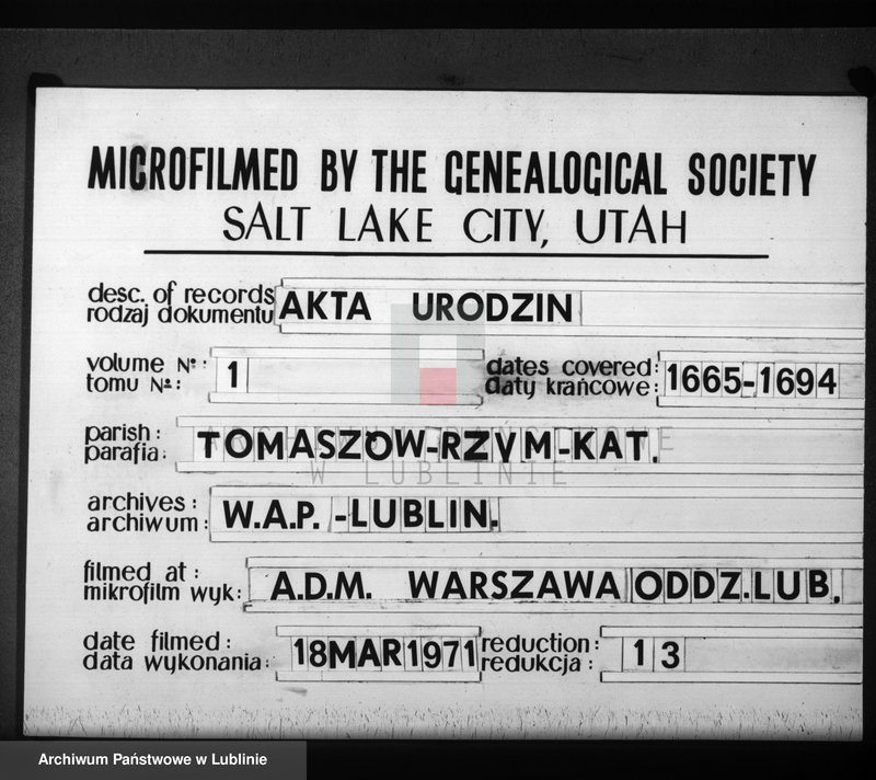 Obraz 1 z jednostki "Liber baptisatorum"