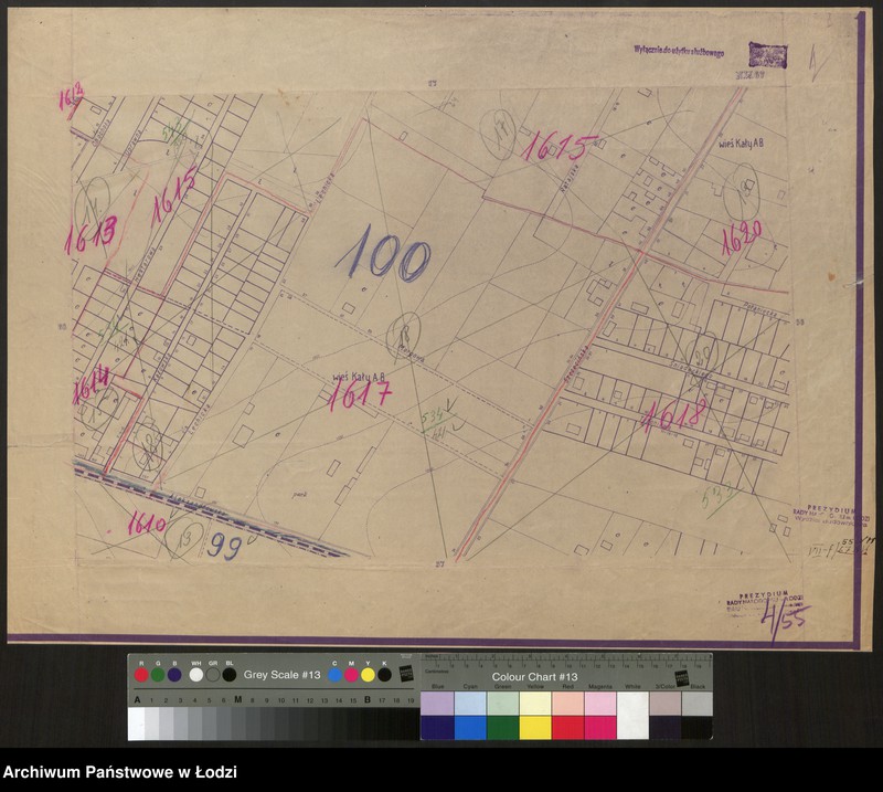 Obraz 1 z jednostki "Plan m. Łodzi 1:2000 z oznaczeniem podziału miasta na obwody i rejony spisowe. Sekcja NW67"
