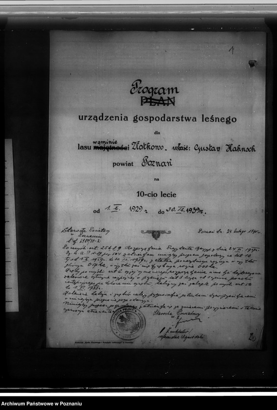 Obraz 5 z jednostki "Majętność leśna Gustawa Hahnscha w gminie Złotkowie powiat poznański program urządzania gospodarstwa leśnego na lata 1929-1939"