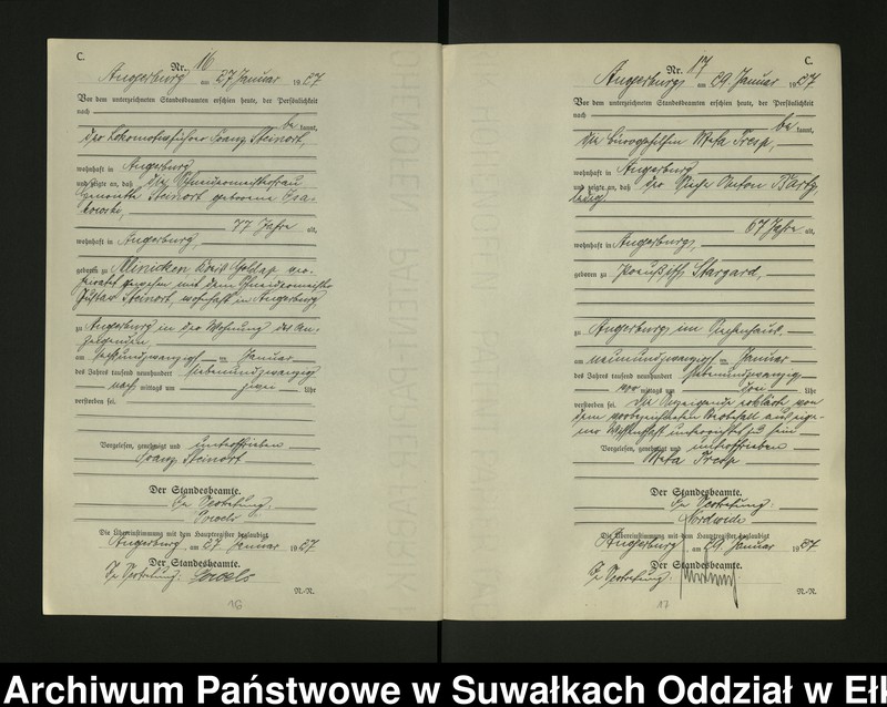 image.from.unit.number "C2. Sterbe = Register (Neben = Register) Standesamt Angerburg einschl. d. Standesamtsbez. Gr. Strengeln, Kehlen und Prinowen]"