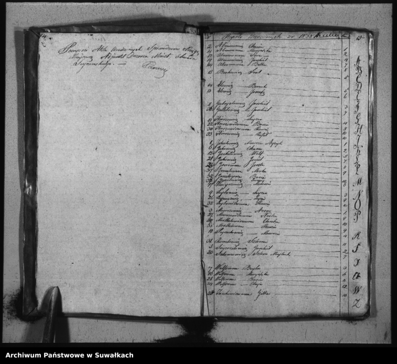 image.from.unit.number "Duplikat Aktów Urodzonych, Umarłych i Zaślubionych Urzędnika Stanu Cywilnego Wyznania Mojżeszowego Okręgu Puńsk z roku 1838."