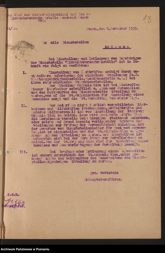 Obraz 16 z jednostki "[Zarządzenia i okólniki Einwandererzentralstelle Nord - Ost in Posen [Poznań]"