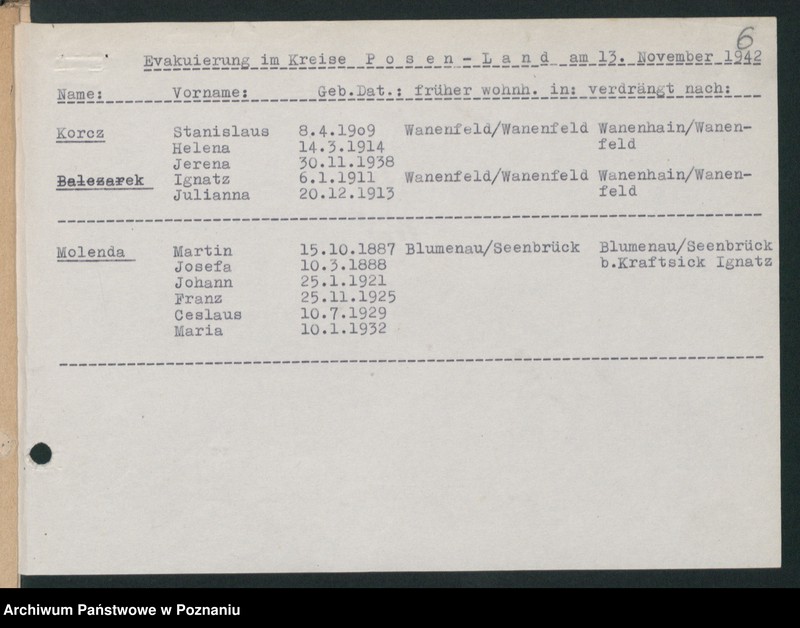 Obraz 9 z jednostki "[Wykazy wysiedlonych Polaków] Posen - Land I [Poznań - Powiat]"