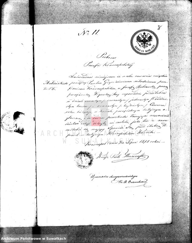 image.from.unit.number "Dokumenty k aktom brakosočetavšichsja Prichoda Vigry v 1878 godu."