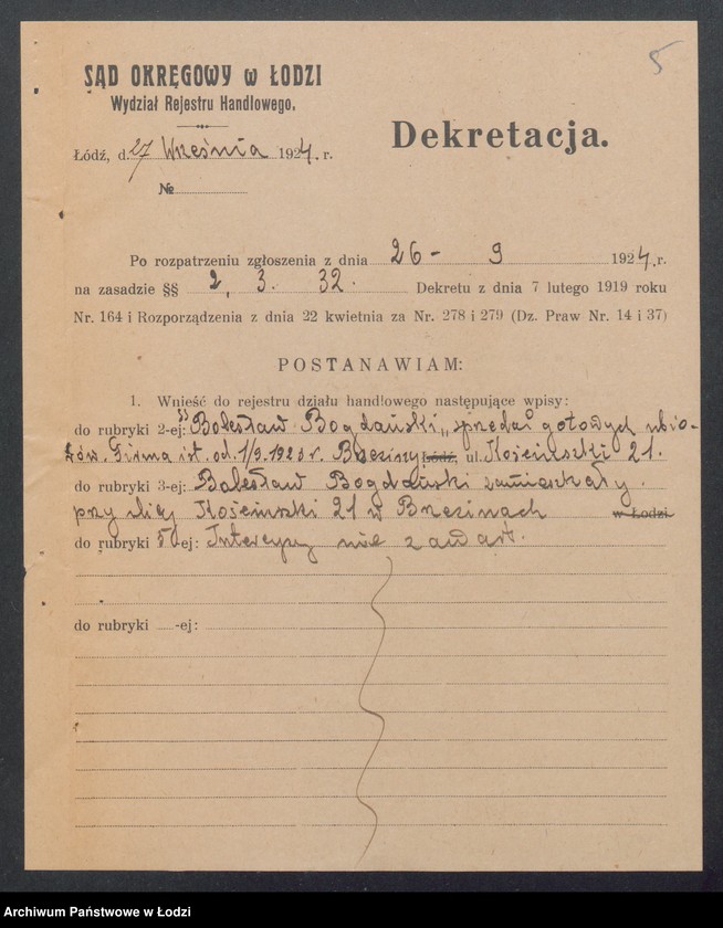 Obraz 7 z jednostki "Bolesław Bogdański – sprzedaż gotowych ubiorów. Brzeziny"