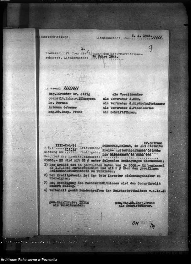 Obraz 13 z jednostki "Sitzungen des Bezirkskreditausschusses - Litzmannstadt (Łódź)"