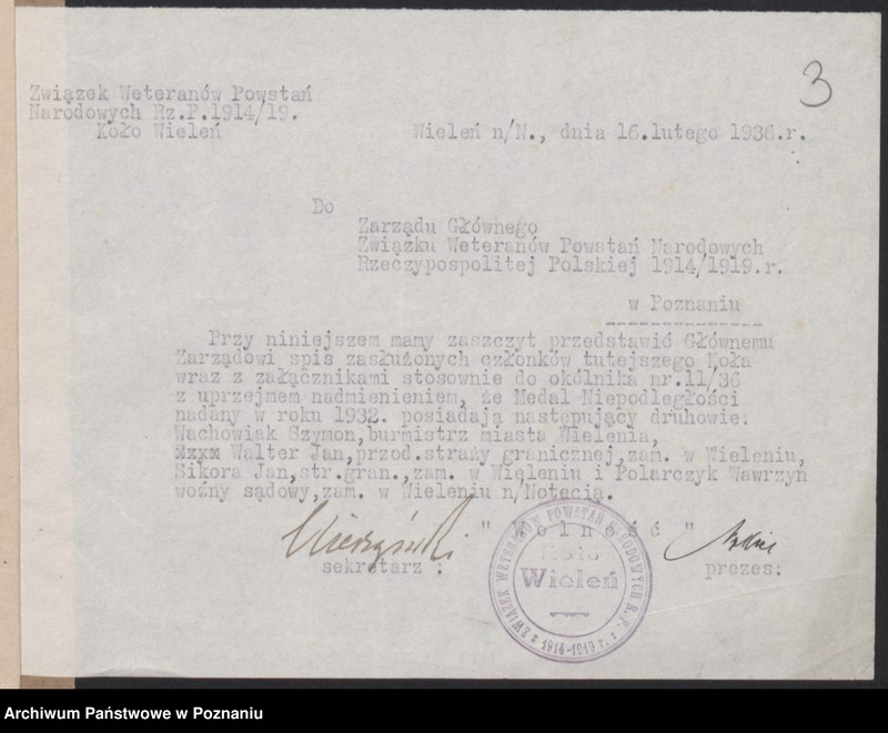 Obraz 7 z jednostki "Wieleń, powiat Czarnków - spis członków."