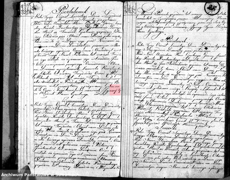 image.from.unit.number "Księga aktu urodzenia gminy suwalskiey, powiatu dąbrowskiego w departamencie łomżyńskim od dnia 1 maja 1816 do maja 1817 roku"