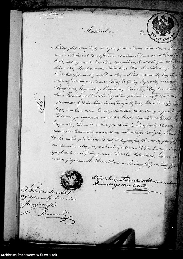 image.from.unit.number "Dowody do Akt Ślubnych Urzędnika Stanu Cywilnego Parafii Lejpunskiej za rok 1857"