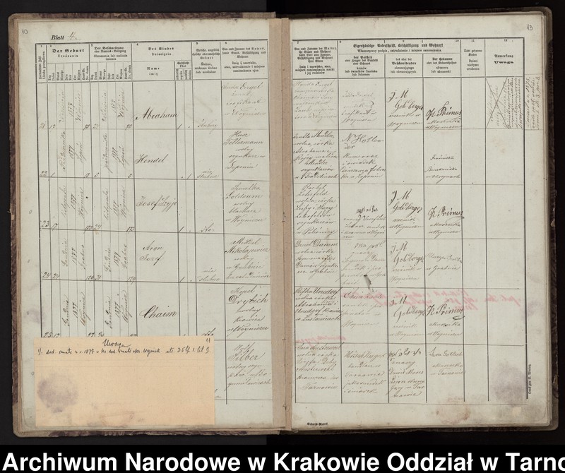 Obraz z zespołu "Akta stanu cywilnego Izraelickiego Okręgu Metrykalnego w Wojniczu"