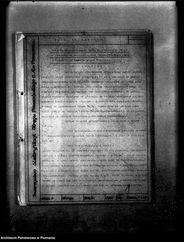 Obraz 5 z jednostki "/Opisy techniczne i rysunki projektu napowietrznych linii elektrycznych 30 km z Poznania do Gostynia przez Zaniemyśl Dolsk oraz z Poznania do Rogoźna przez Oborniki/"