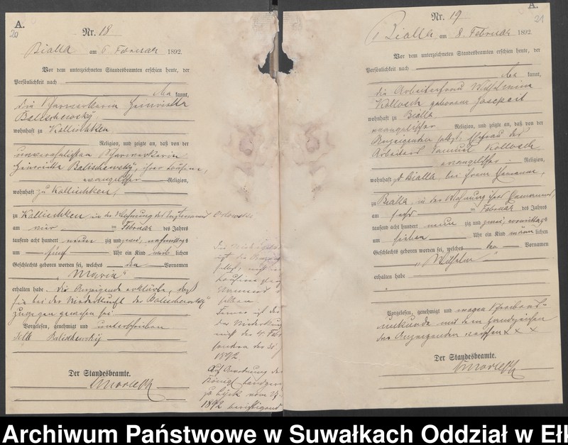 image.from.unit.number "[Geburts-Haupt-Register des Königlichen Preussischen Standes-Amtes Bialla Kreis Johannisburg]"