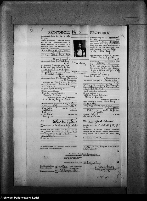 Obraz 9 z jednostki "[Protokoły stwierdzające na podstawie zeznań 2 świadków personalia i tożsamość osób ubiegających się o kartę tożsamości]"